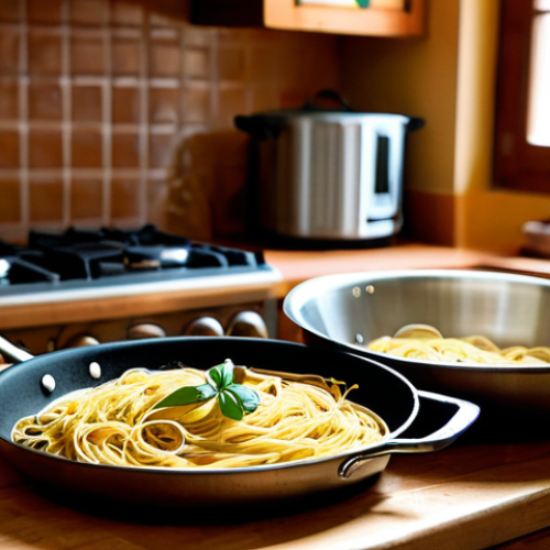 에너지 효율을 높이는 조리법과 재료 - **Prompt 1: The Magic of Passive Pasta Cooking**
    A warm and inviting Italian kitchen scene, bath...